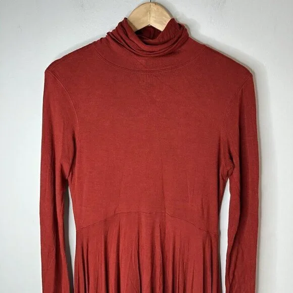Peruvian Connection Red Knit Long Sleeve Asymmetric Lagenlook Tunic Dress S - Picture 2 of 13